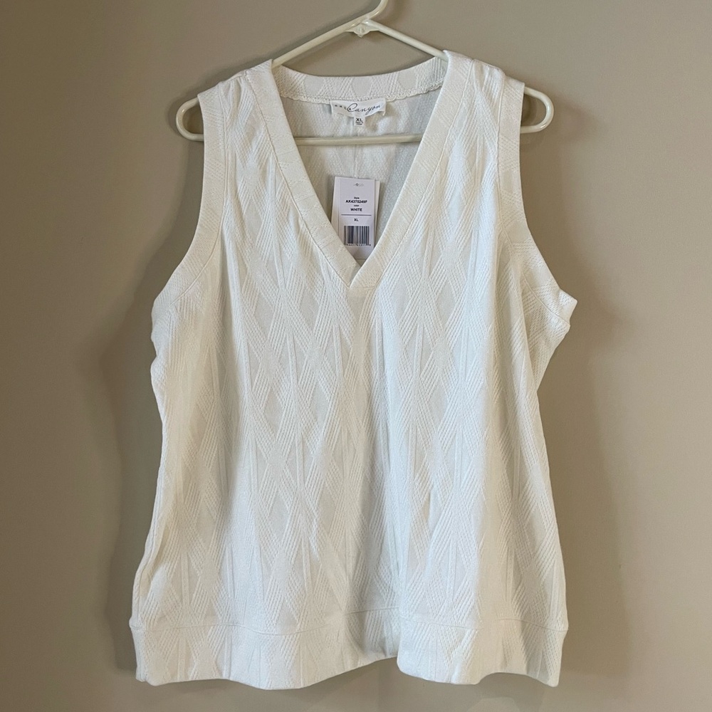 BREA CANYON Cleo V Neck sleeveless textured top